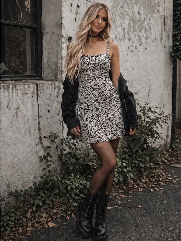 American Eagle leopard print mini dress grunge goth animal print S - Image 12