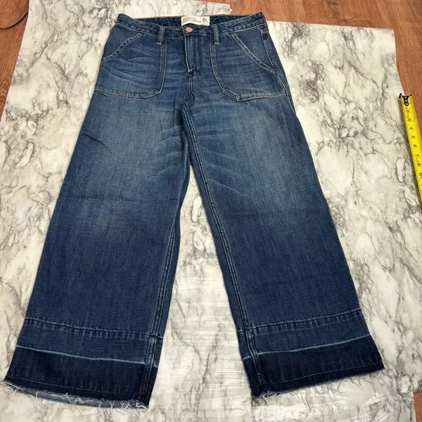 Abercrombie Fitch Stovepipe Jean Womens 28 / 6 Cropped Released Hem Wide Leg Y2K - Image 6