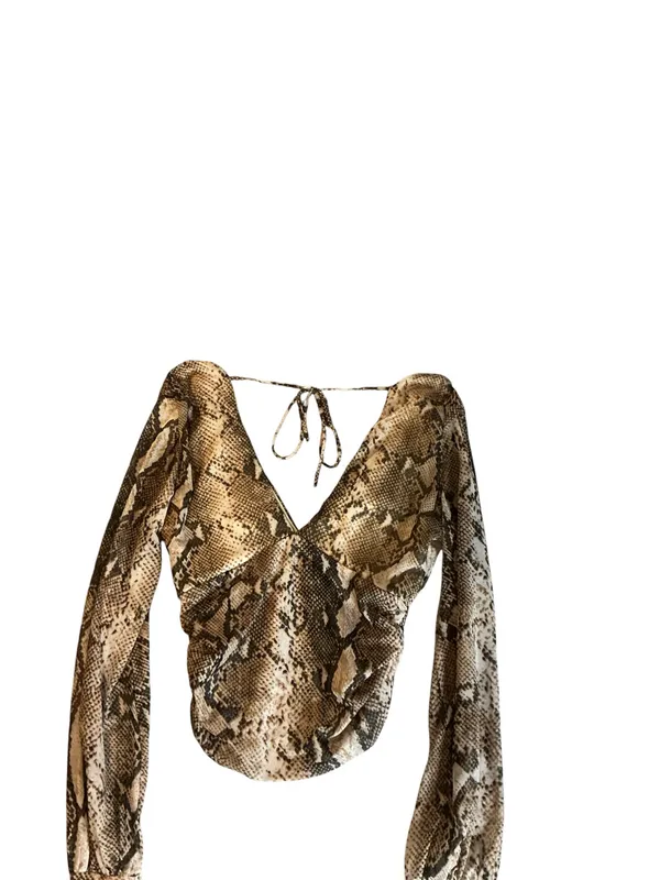 Windsor Snake Print Surplice Top - Image 2