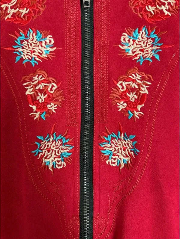 Dress Red Mini Indie BOHO Size Large Coquette Cottage Peasant Red Tomato Rare - Image 4