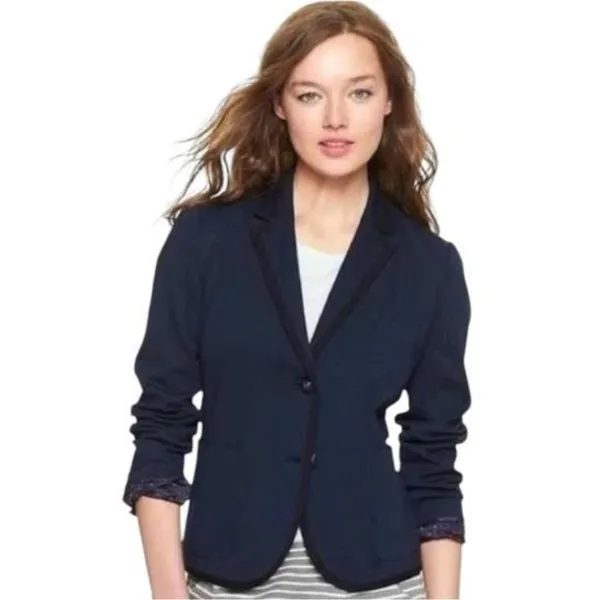 Gap‎ The Academy Blazer Navy and Black Trim Academia Old Money Career 4 - Image 2