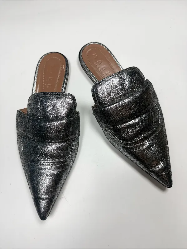 Marni Silver Metallic Leather Pointed Toe slip-on Mules S-587 Sz 6 - Image 2