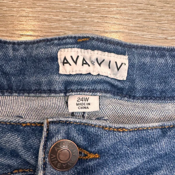 Ava & Viv Womens‎ Blue Denim Button Fly Cutoff Shorts Plus Size 24W Fold Over - Image 3
