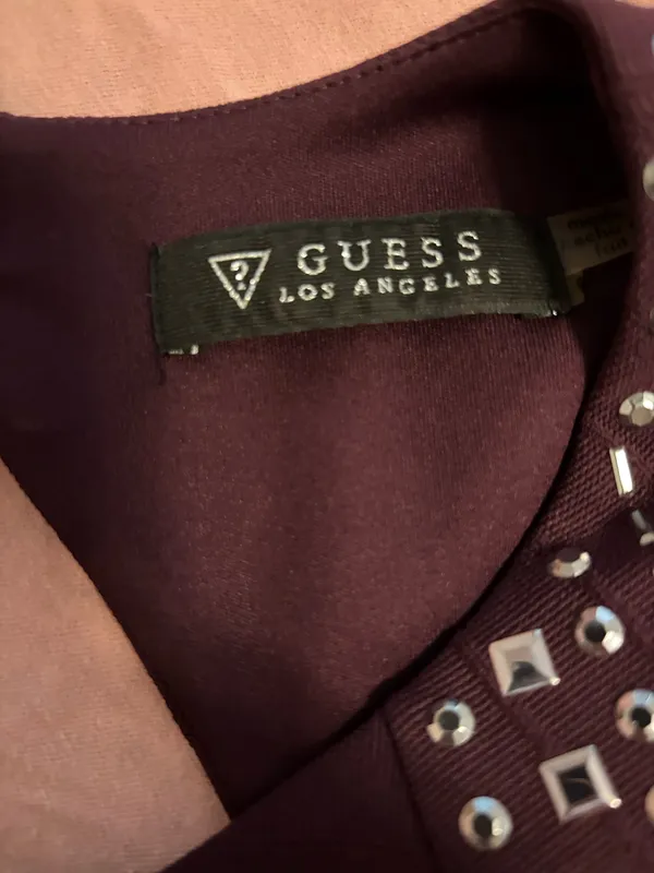 Guess Los Angeles Deep Plum Rhinestone Details Bodycon Dress Glam Date-night - Image 2