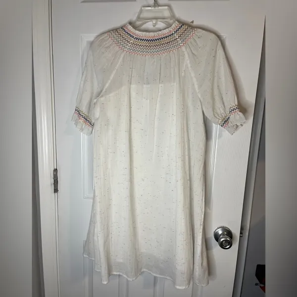 Madewell Rainbow Smocked Pom Trapeze Dress - Image 9