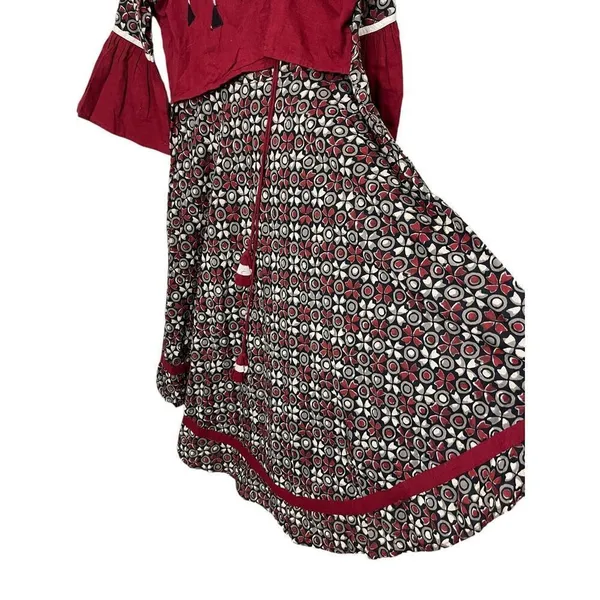 Celestia Designs‎ Maroon Cambric Cotton Floral Printed Kurta Dress Size L - Image 5