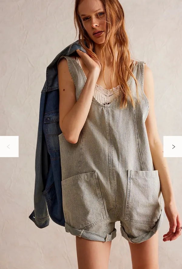 NWT Free people high roller railroad shortalls L - Image 2