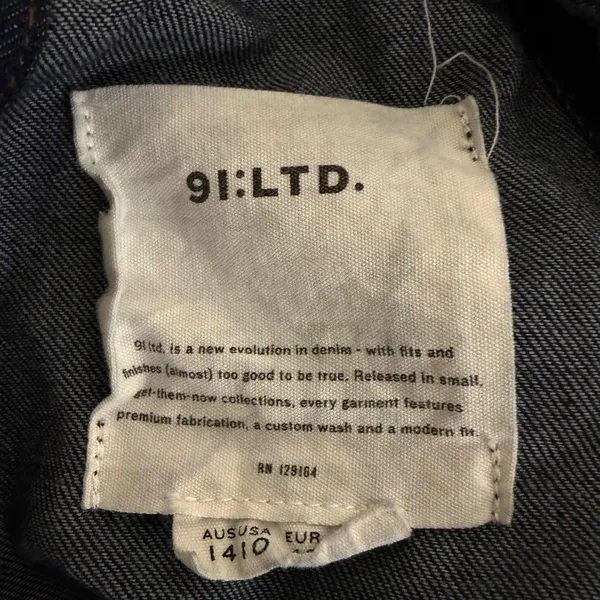 91:LTD Denim Pinafore Dress Dark Wash Rose Gold Zip Front Overall Mini Size 10 - Image 4