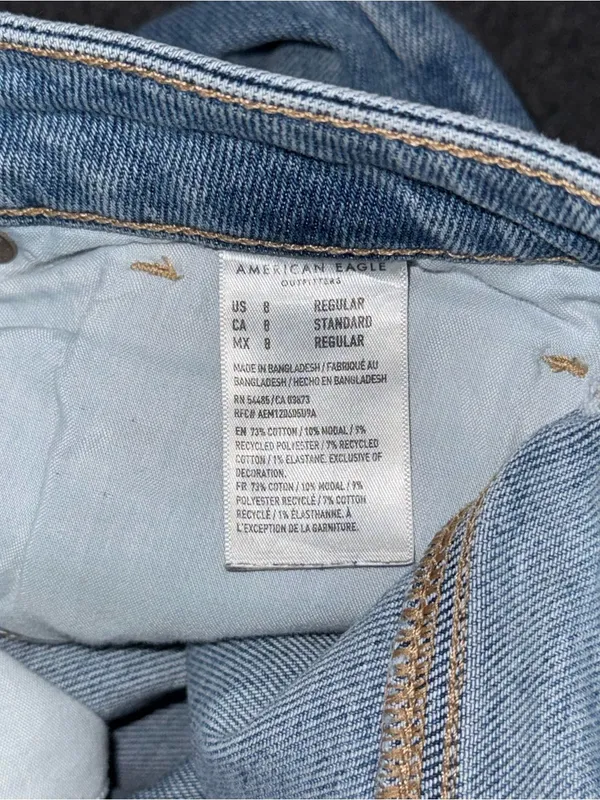 American Eagle Mom Jeans High Rise Stretch Denim Tapered Womens Sz 8 Distressed - Image 10