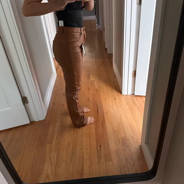 Cognac faux leather pants NWT - Image 5