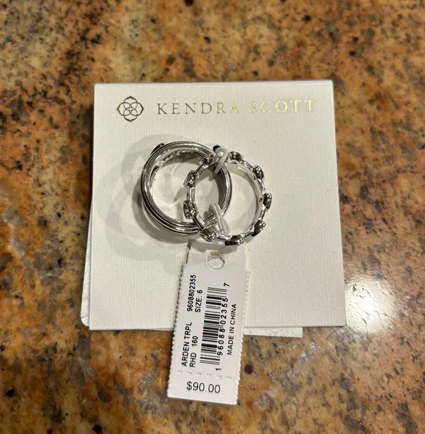 NWT Arden Triple Ring Set Silver White Crystal size 6 - Image 4