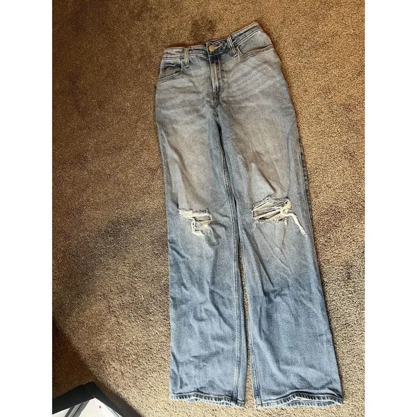 Hollister Jeans Womens‎ W25 R Ultra High-Rise Dad Fit Blue Denim Distressed - Image 3