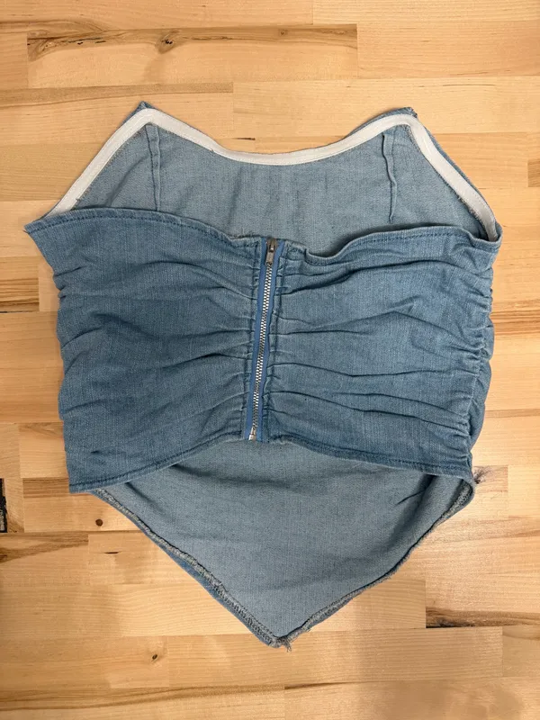 SHEIN Light Blue Denim Strapless Top - Image 4
