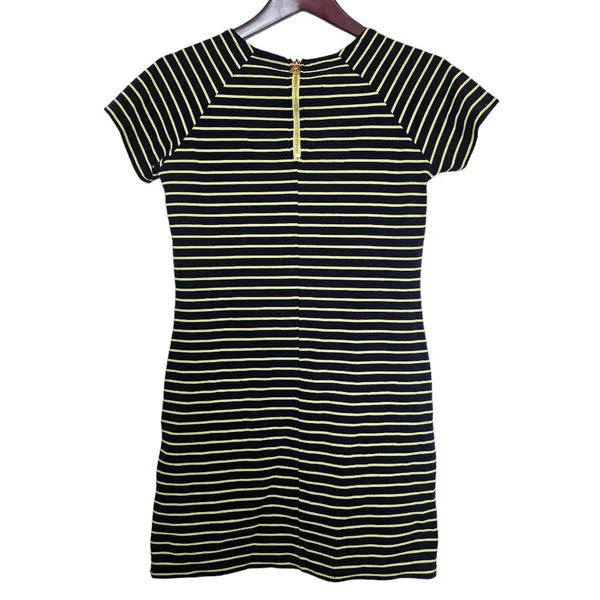 STS Sail To Sable Crew Neck‎ Mini Dress Short Sleeve Navy and Lime Stripped XS - Image 2