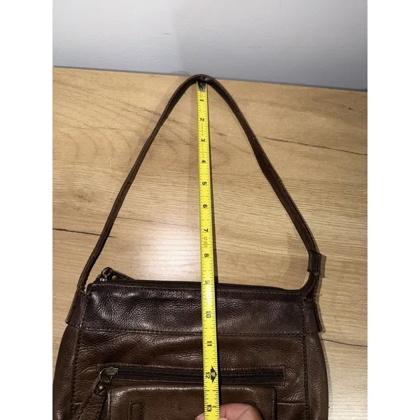 Vintage Fossil Brown Pebbled Leather Shoulder Handbag Y2K F‎ - Image 11