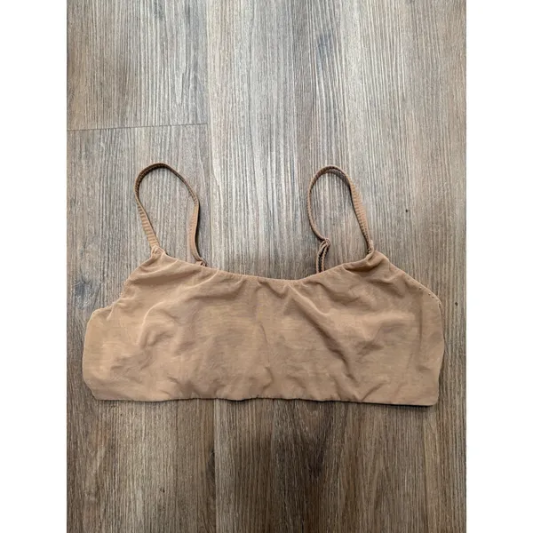 Skims Summer Mesh Bralette Tan Nude Sheer Scoop Neck Adjustable Straps XL - Image 2
