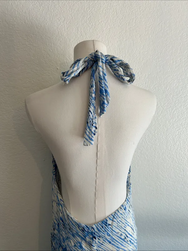ELAN Stripe Halter Maxi Dress - Blue Sahara, Large, NWOT - Image 6