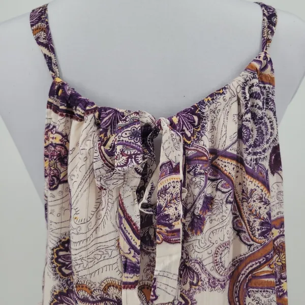 Band of the Free Paisley Maxi Dress Womens Size S‎ Cream Purple Boho Beachy NWT - Image 3