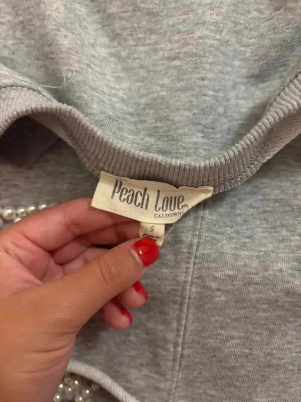 Peach Love Gray Pearl Bow Skirt Set - Image 3