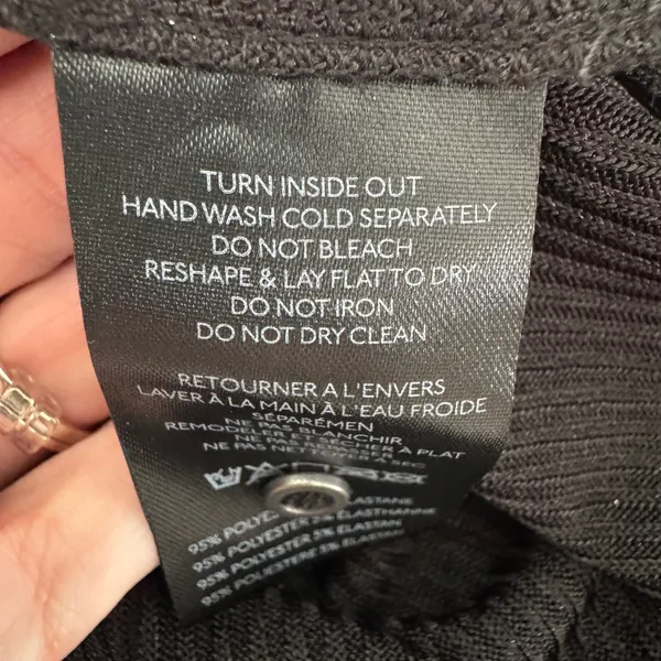 Anthropologie Pilcro Andie Ribbed Spotlight Henley Small Black Metallic Long Sleeve Goth Party - Image 10