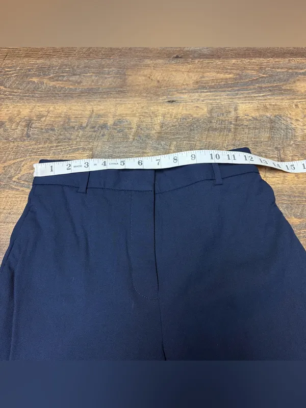 Babaton Agency Pant Wool Blend High Waist Straight Wide Leg Trouser Women 2 Navy - Image 3