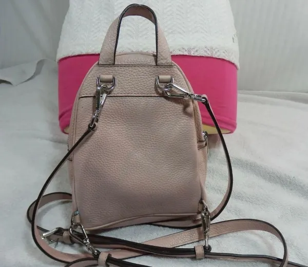 Abbey Studded Pink Pebble Leather Mini Backpack - Image 8