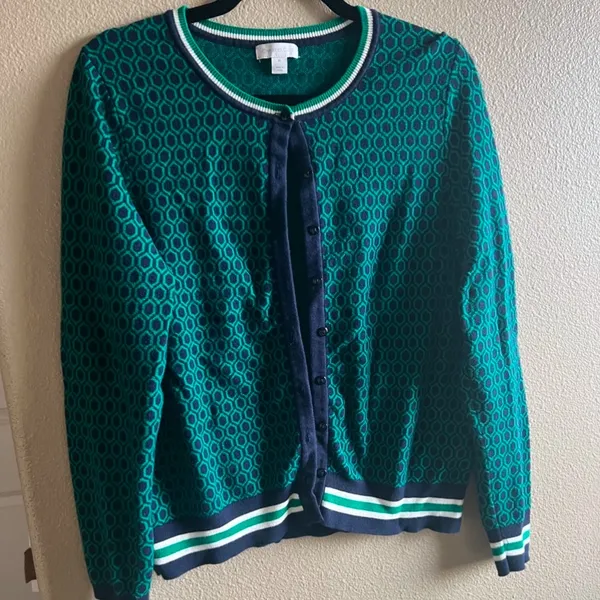 Charter Club Women's Patterned Cardigan Sweater‎ Green Size X- Large - Image 2