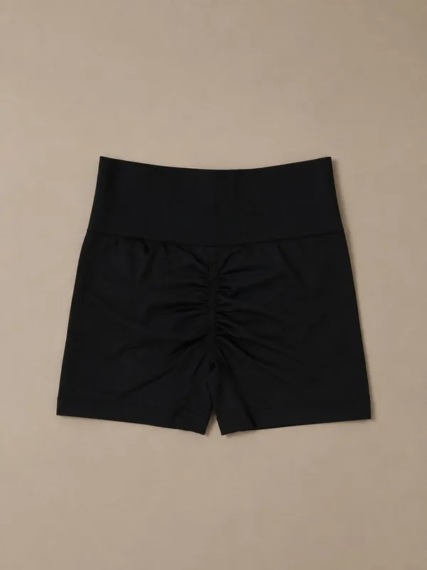 Seamless Scrunch Butt High Waisted Athletic Shorts Black - Image 3