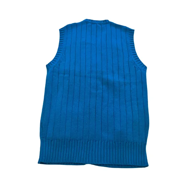 Vintage E.V. Ltd‎ Blue Cable Knit Cardigan Vest Womens Large V-Neck Button Front - Image 3