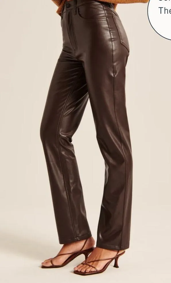 Abercrombie & Fitch Vegan Leather 90s Straight Pant size 8 - Image 5