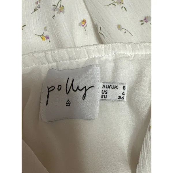 Princess Polly White Floral Sleeveless V Neck Button Front A Line Mini Dress 4 - Image 4