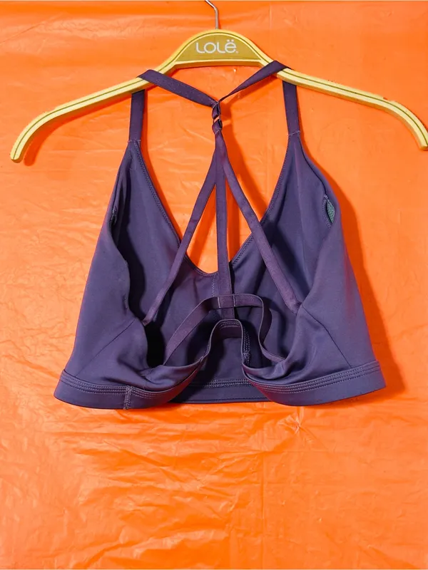 Nike Deep Purple V-Neck Sports Bra with Gold Logo - Image 3