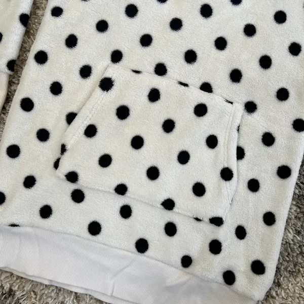 GUC WHITE CHOCOOLATE Long Fleece Polka Dot Hoodie - Image 3