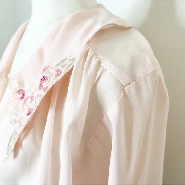 Vintage Etienne NWT Dead stock Pink Floral Embellished Top S - Image 4