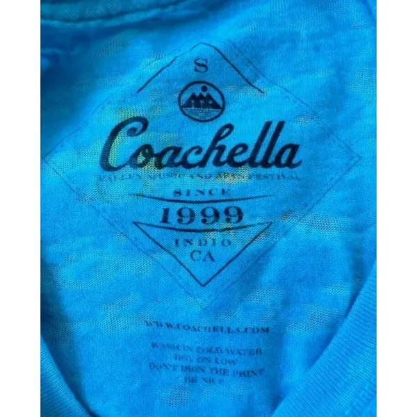 Coachella 92201 tshirt‎ Tee Size Small turquoise blue baby festival bright - Image 5