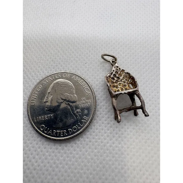Vintage Sterling Silver Chair Charm Miniature Furniture Pendant 1.84g - Image 8
