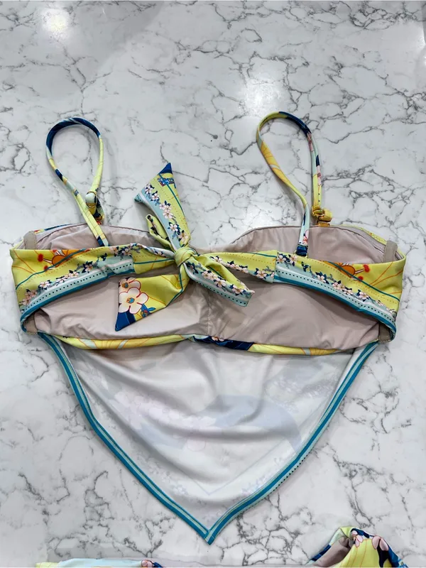 Farm Rio X Anthropologie Floral Print Bandana Bikini Top & High Leg Bottom Set S - Image 9