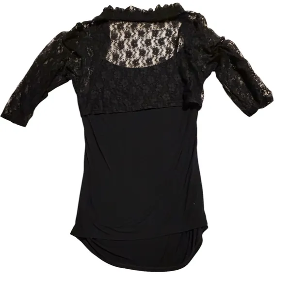 Black Lace Overlay Sheath Dress 3/4 Sleeve Formal Cocktail Evening Dress‎ - Image 3