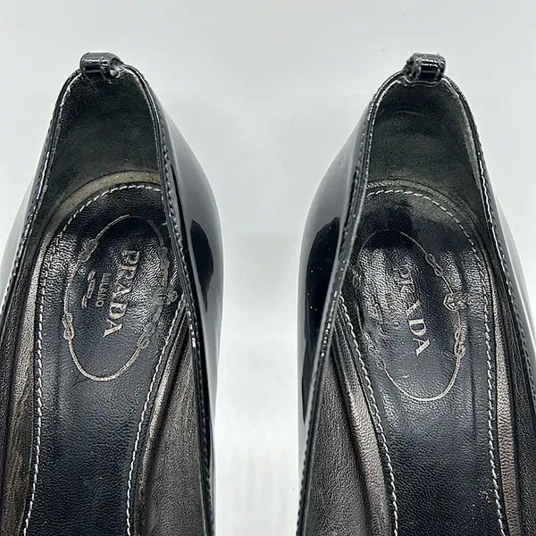 Prada Authenticated Black Patent Leather Stiletto Heel Shoes **Sz 38/US Size 8** - Image 4