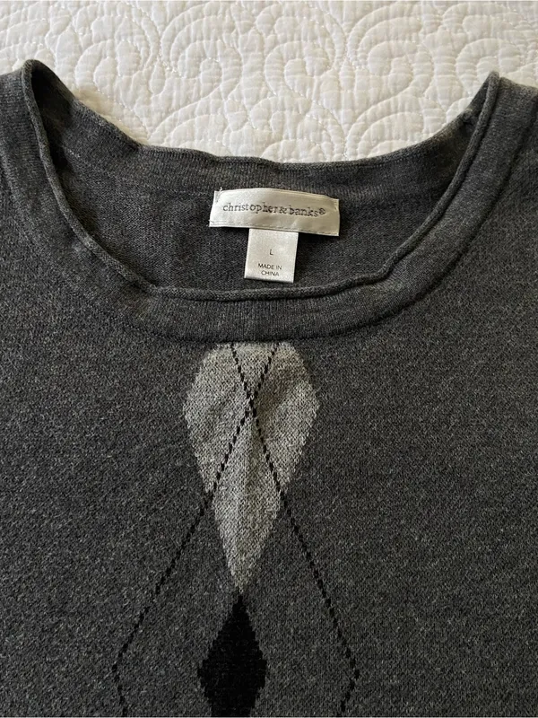 Christopher and Banks 100% Cotton Argyle Sweater Vest Size Large Preppy - Image 6