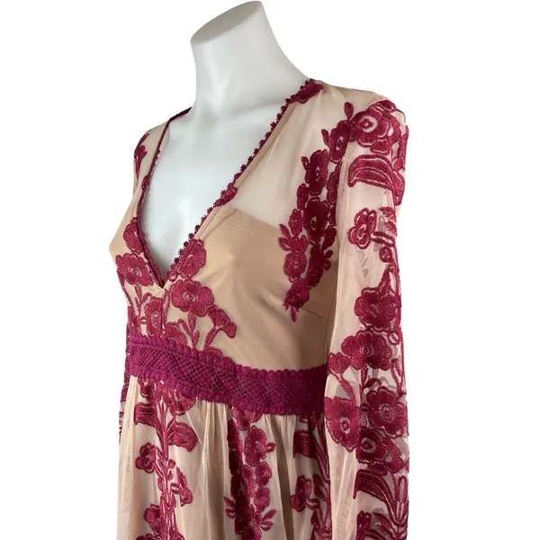 Altar'd State Norrie Norris Women's Floral Embroidery Sheer Maxi A-Line Dress S - Image 2