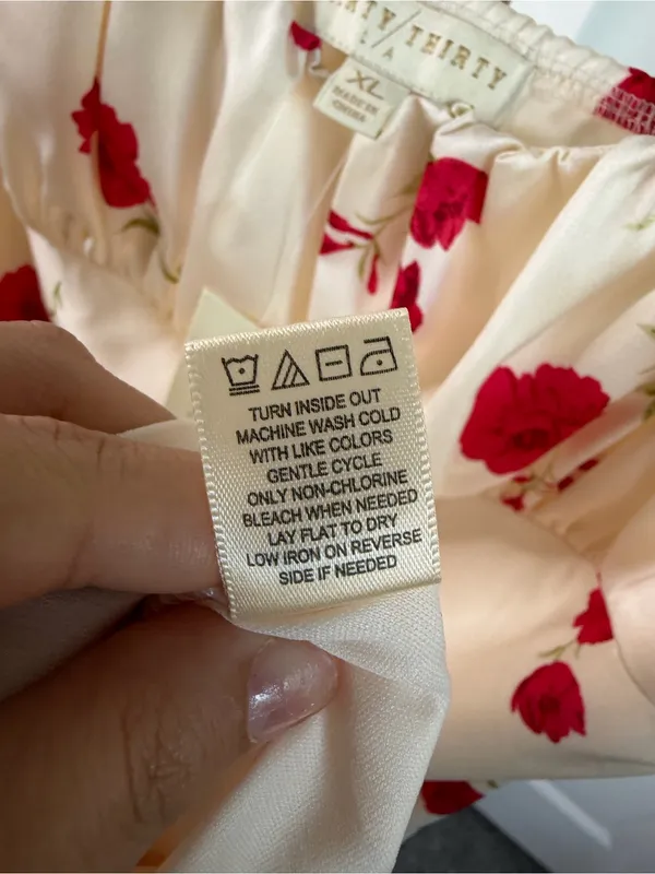 Thirty/Thirty Floral Satin Maxi Dress Ivory Red Size XL NWT - Image 11