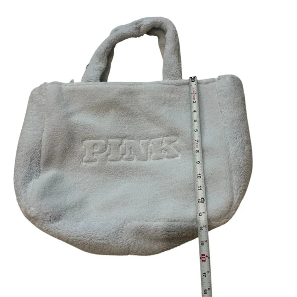 Victoria's Secret PINK Plush Teddy Faux Fur Tote Bag‎ Baby blue NWT - Image 2