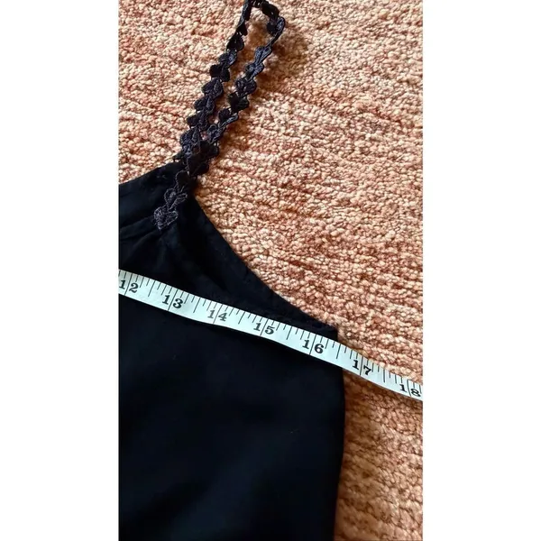 Tobi Black Flowy Cami Top Size S Lace Strap Ruffle Hem - Image 4