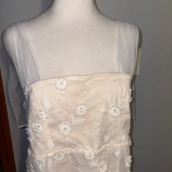 PROMESA Lace Floral Tulle Overlay Dress Midi‎ Formal Special Occasion Size L - Image 2