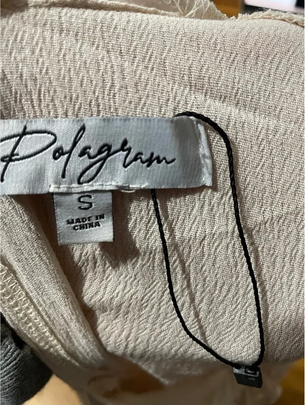 Polagram Cream Pintuck Lace Blouse Cottagecore Boho Ruffle S - Image 3