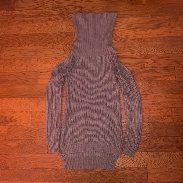 Love by Chelsea beige knit mini open shoulder sweater - Image 2