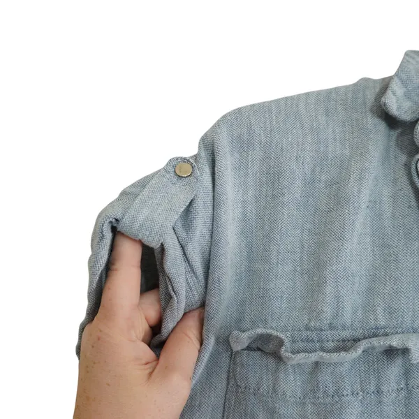 Zara Women's Blue‎ Denim Chambray Mini Dress Short Sleeve Casual Summer - Image 3