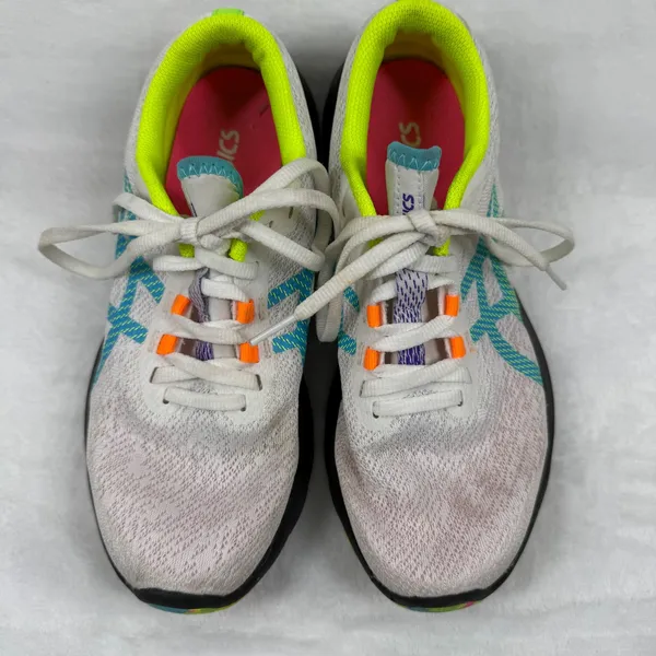 ASICS 1012B246 Womens Running Shoes White Neon Yellow Teal Orange Size‎ 7.5 - Image 3