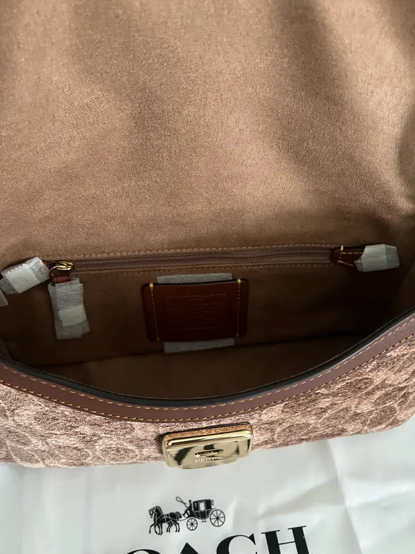 Coach Etta Small Flap Shoulder Bag In Signature Chenille With Matching Wallet - Image 6